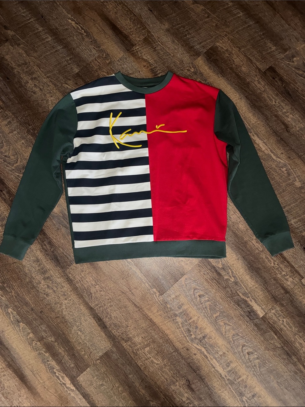 Karl Kani Red, Green & Black Striped Crewneck Sweatshirt